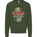 Italia in My DNA Italy Flag Football Rugby Mens Sweatshirt Jumper Forest Green