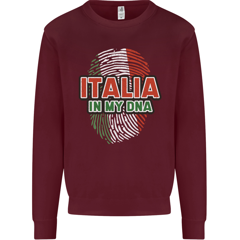 Italia in My DNA Italy Flag Football Rugby Mens Sweatshirt Jumper Maroon