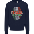 Italia in My DNA Italy Flag Football Rugby Mens Sweatshirt Jumper Navy Blue