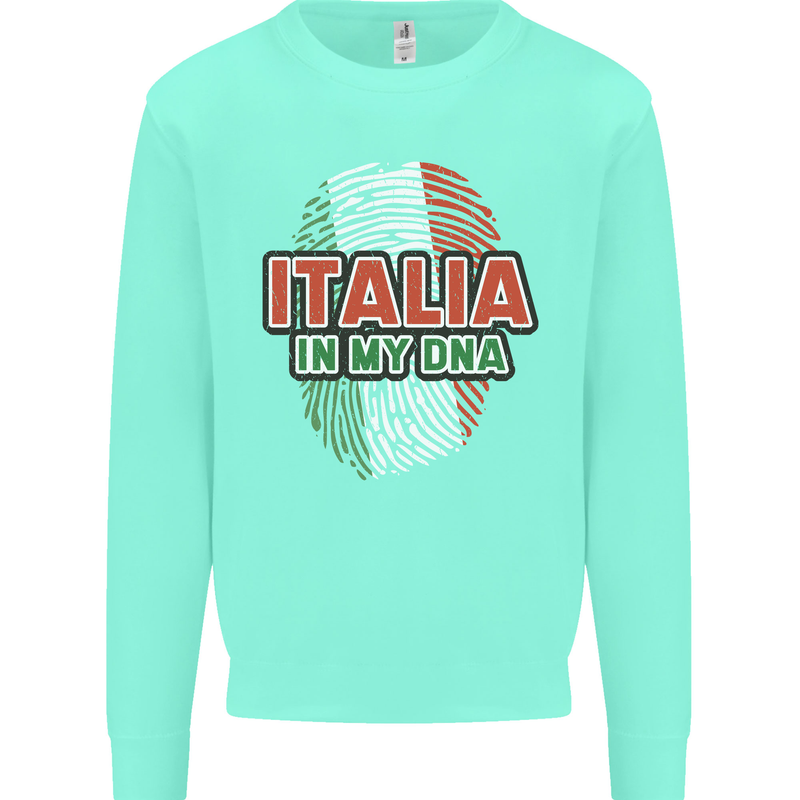 Italia in My DNA Italy Flag Football Rugby Mens Sweatshirt Jumper Peppermint