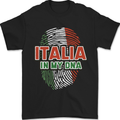 Italia in My DNA Italy Flag Football Rugby Mens T-Shirt 100% Cotton Black