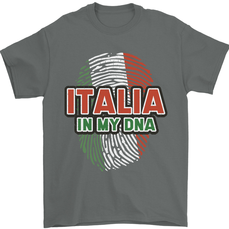 Italia in My DNA Italy Flag Football Rugby Mens T-Shirt 100% Cotton Charcoal