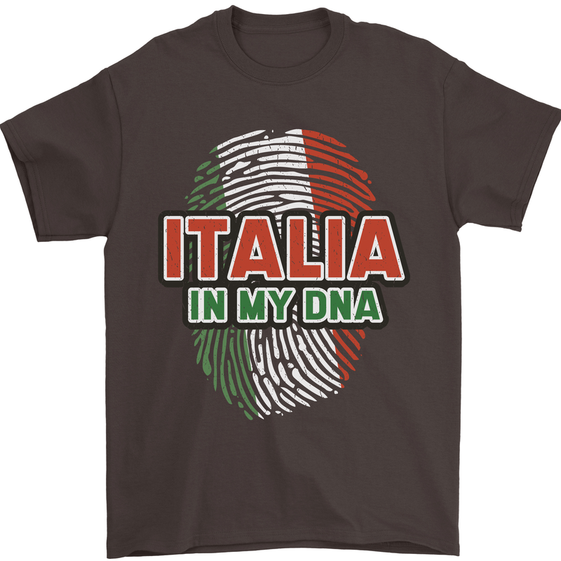 Italia in My DNA Italy Flag Football Rugby Mens T-Shirt 100% Cotton Dark Chocolate