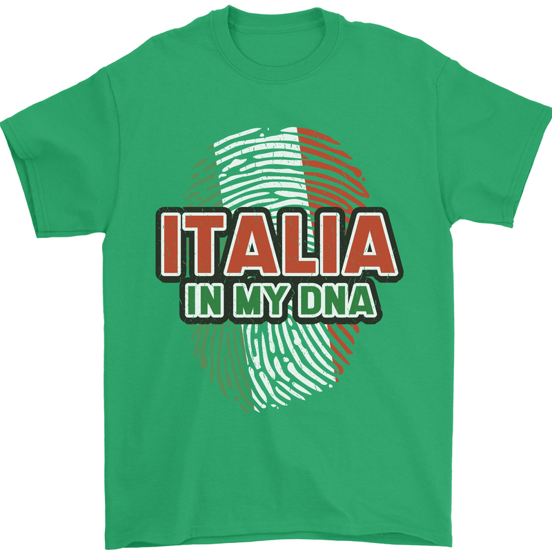 Italia in My DNA Italy Flag Football Rugby Mens T-Shirt 100% Cotton Irish Green