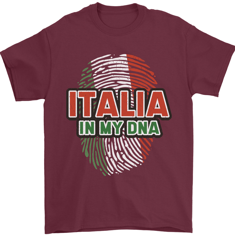 Italia in My DNA Italy Flag Football Rugby Mens T-Shirt 100% Cotton Maroon