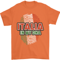 Italia in My DNA Italy Flag Football Rugby Mens T-Shirt 100% Cotton Orange