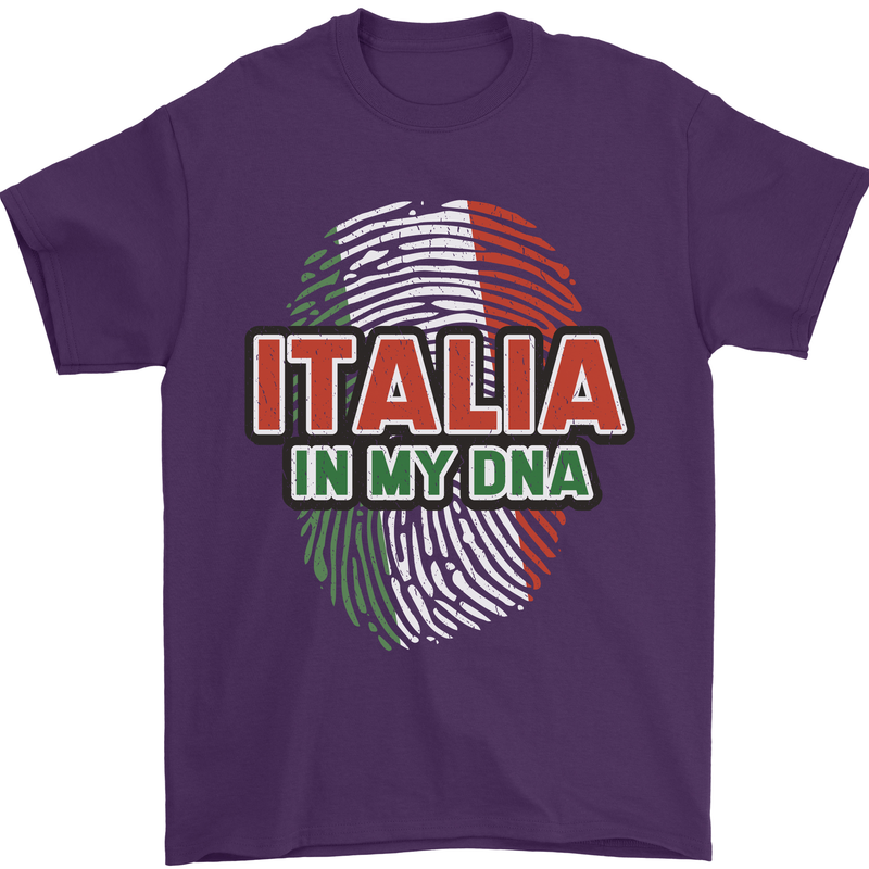Italia in My DNA Italy Flag Football Rugby Mens T-Shirt 100% Cotton Purple