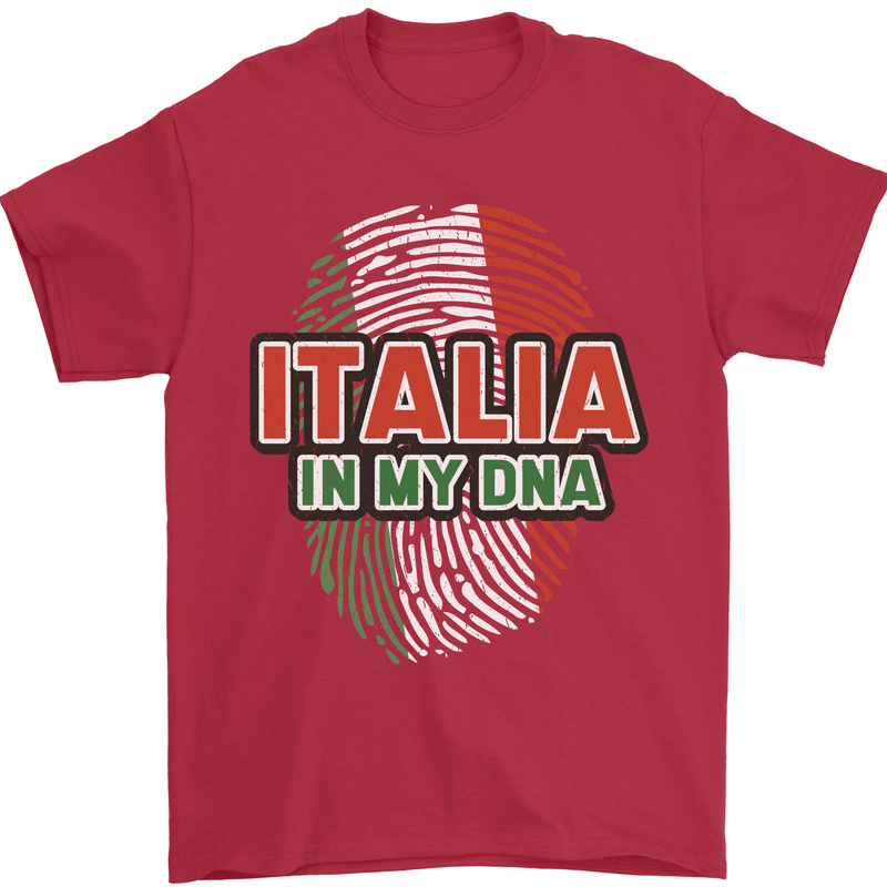 Italia in My DNA Italy Flag Football Rugby Mens T-Shirt 100% Cotton Red