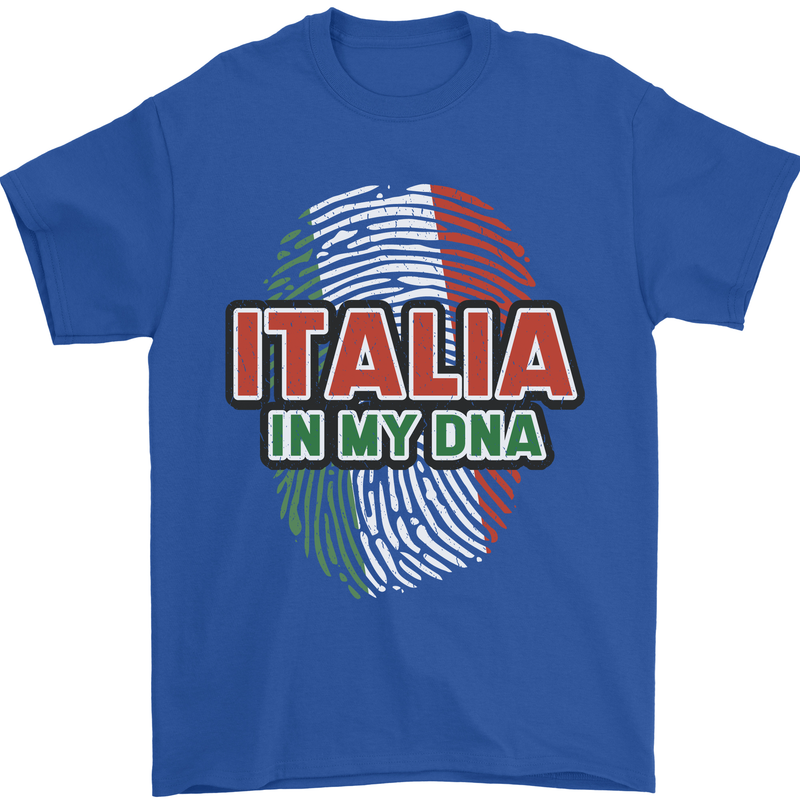 Italia in My DNA Italy Flag Football Rugby Mens T-Shirt 100% Cotton Royal Blue
