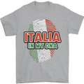 Italia in My DNA Italy Flag Football Rugby Mens T-Shirt 100% Cotton Sports Grey