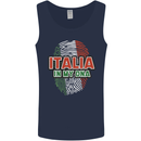 Italia in My DNA Italy Flag Football Rugby Mens Vest Tank Top Navy Blue