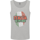 Italia in My DNA Italy Flag Football Rugby Mens Vest Tank Top Sports Grey