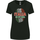 Italia in My DNA Italy Flag Football Rugby Womens Wider Cut T-Shirt Black