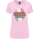 Italia in My DNA Italy Flag Football Rugby Womens Wider Cut T-Shirt Light Pink