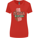 Italia in My DNA Italy Flag Football Rugby Womens Wider Cut T-Shirt Red