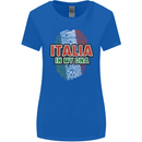 Italia in My DNA Italy Flag Football Rugby Womens Wider Cut T-Shirt Royal Blue