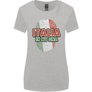 Italia in My DNA Italy Flag Football Rugby Womens Wider Cut T-Shirt Sports Grey