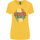 Italia in My DNA Italy Flag Football Rugby Womens Wider Cut T-Shirt Yellow
