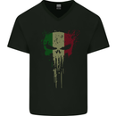 Italy Skull Gym Training Bodybuilding Mens V-Neck Cotton T-Shirt Black