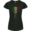 Italy Skull Gym Training Bodybuilding Womens Petite Cut T-Shirt Black