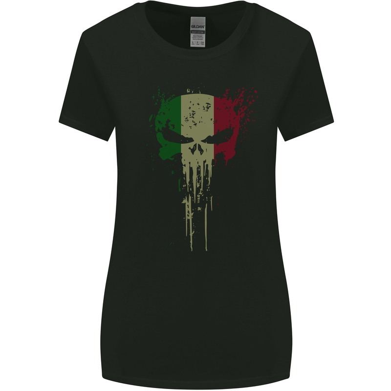 Italy Skull Gym Training Bodybuilding Womens Wider Cut T-Shirt Black