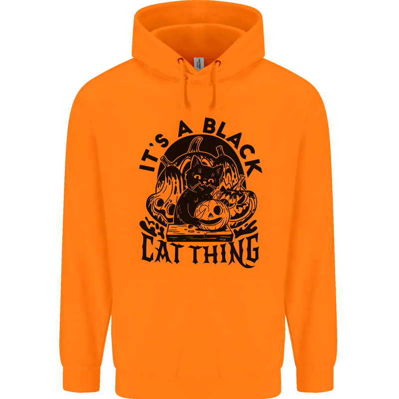 Its a Black Cat Thing Halloween Childrens Kids Hoodie Orange