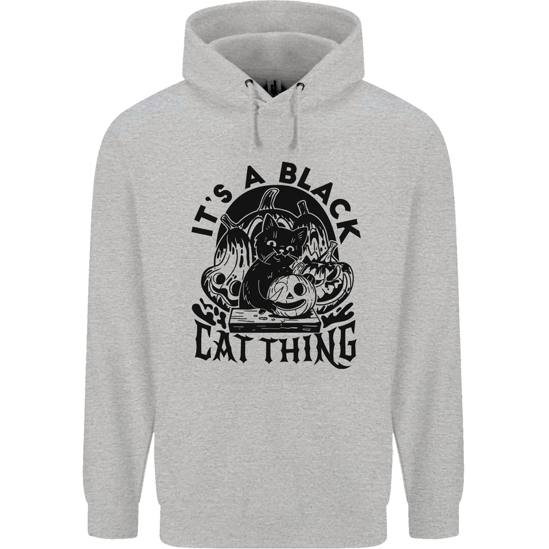 Its a Black Cat Thing Halloween Childrens Kids Hoodie Sports Grey