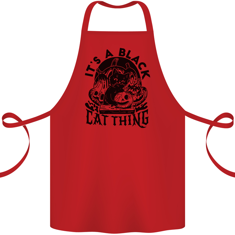 Its a Black Cat Thing Halloween Cotton Apron 100% Organic Red