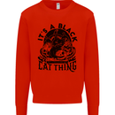 Its a Black Cat Thing Halloween Kids Sweatshirt Jumper Bright Red