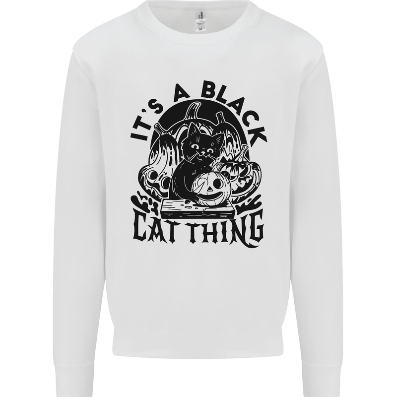 Its a Black Cat Thing Halloween Kids Sweatshirt Jumper White