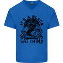 Its a Black Cat Thing Halloween Mens V-Neck Cotton T-Shirt Royal Blue