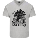 Its a Black Cat Thing Halloween Mens V-Neck Cotton T-Shirt Sports Grey
