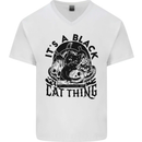 Its a Black Cat Thing Halloween Mens V-Neck Cotton T-Shirt White