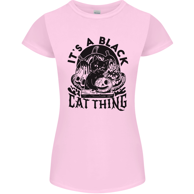 Its a Black Cat Thing Halloween Womens Petite Cut T-Shirt Light Pink