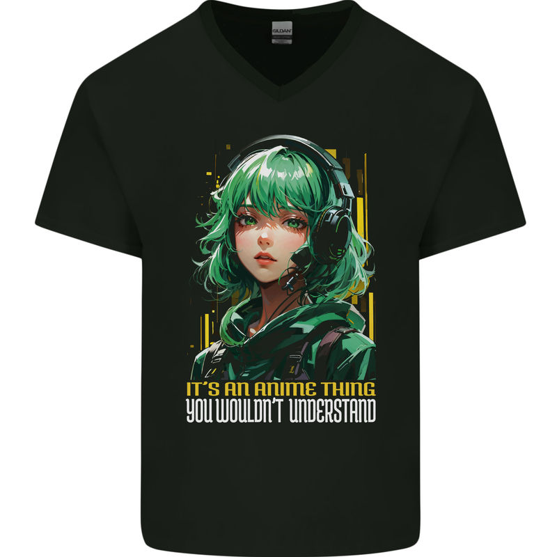 Its an Anime Thing You Wouldn't Understand Girl Mens V-Neck Cotton T-Shirt Black