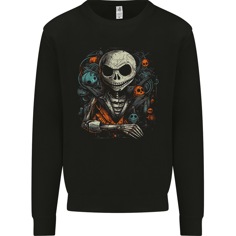 Jack Skeleton Halloween Evil Demon Mens Sweatshirt Jumper Black