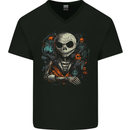 Jack Skeleton Halloween Evil Demon Mens V-Neck Cotton T-Shirt Black