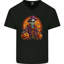 Jack Skeleton Halloween Skull Mens V-Neck Cotton T-Shirt Black