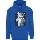 Japan Robot Teddy Bear Japanese Mens 80% Cotton Hoodie Royal Blue