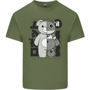 Japan Robot Teddy Bear Japanese Mens Cotton T-Shirt Tee Top Military Green