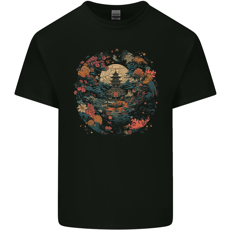 Japanese Fantasy Garden Japan Kids T-Shirt Childrens Black