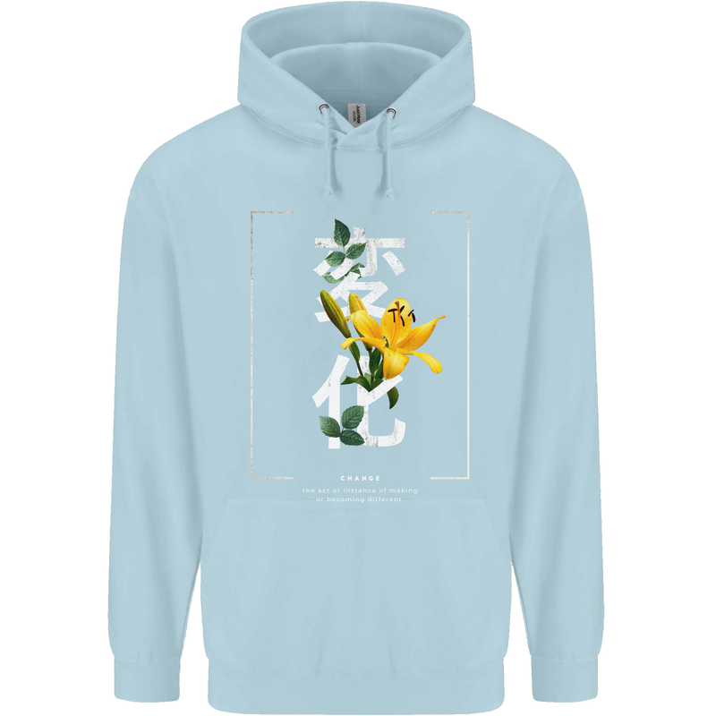 Japanese Flowers Quote Japan Change Childrens Kids Hoodie Light Blue