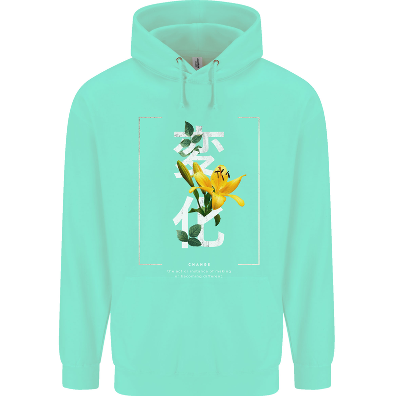 Japanese Flowers Quote Japan Change Childrens Kids Hoodie Peppermint