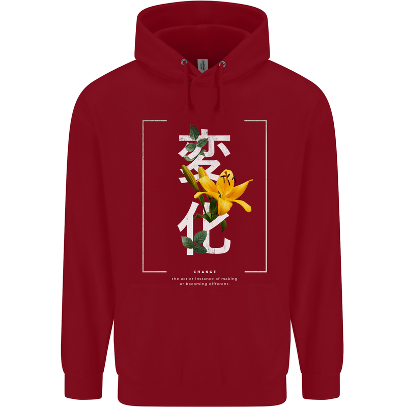 Japanese Flowers Quote Japan Change Childrens Kids Hoodie Red