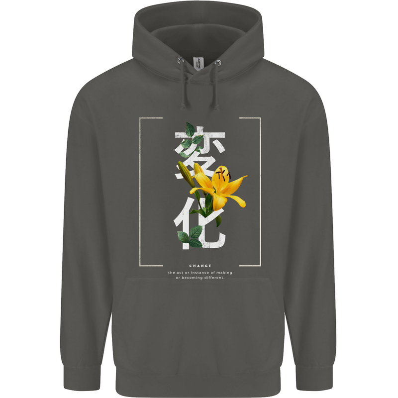 Japanese Flowers Quote Japan Change Childrens Kids Hoodie Storm Grey