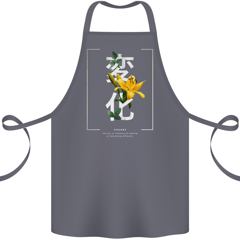Japanese Flowers Quote Japan Change Cotton Apron 100% Organic Steel