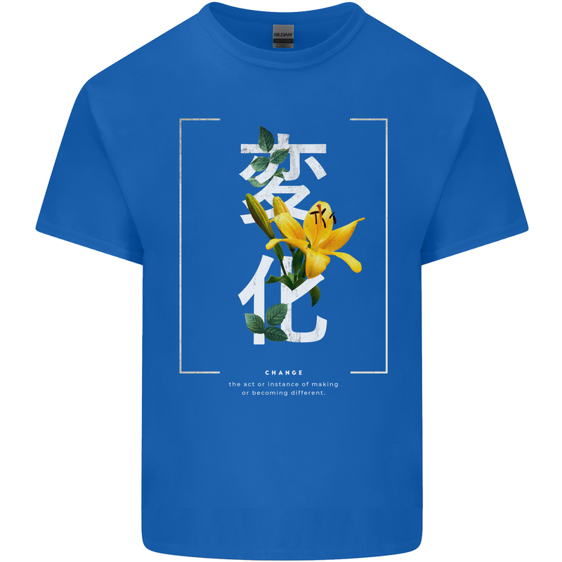 Japanese Flowers Quote Japan Change Kids T-Shirt Childrens Royal Blue