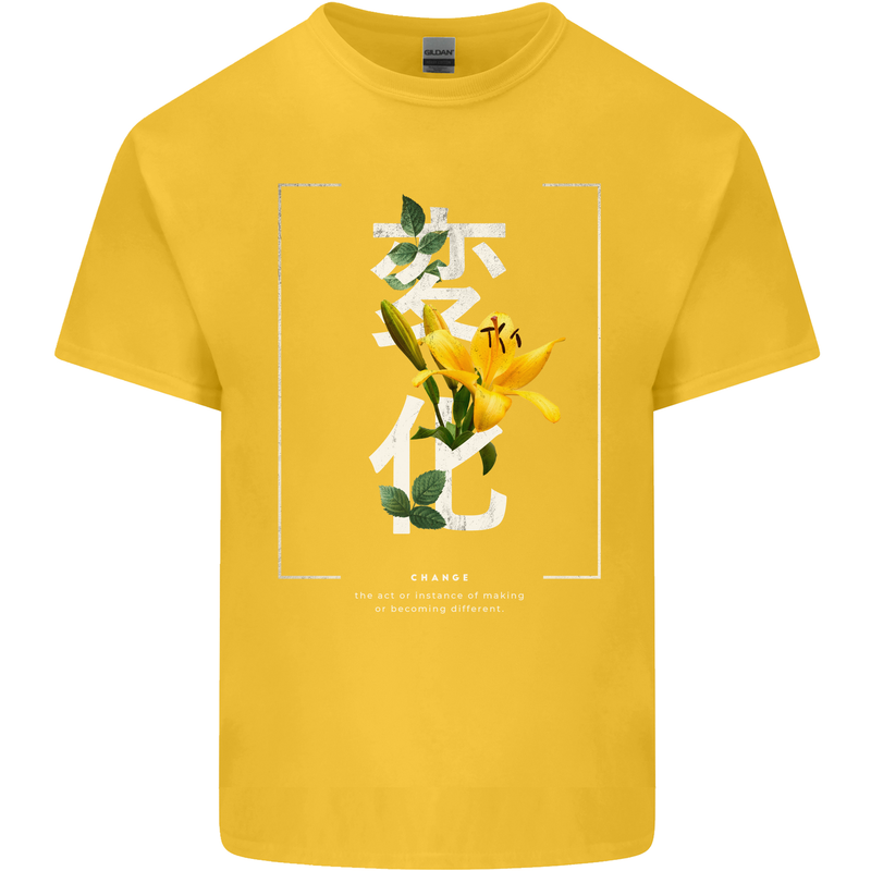 Japanese Flowers Quote Japan Change Kids T-Shirt Childrens Yellow
