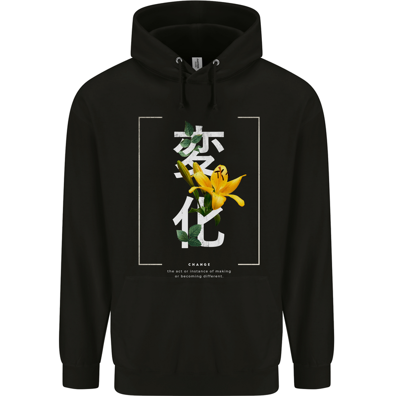Japanese Flowers Quote Japan Change Mens 80% Cotton Hoodie Black