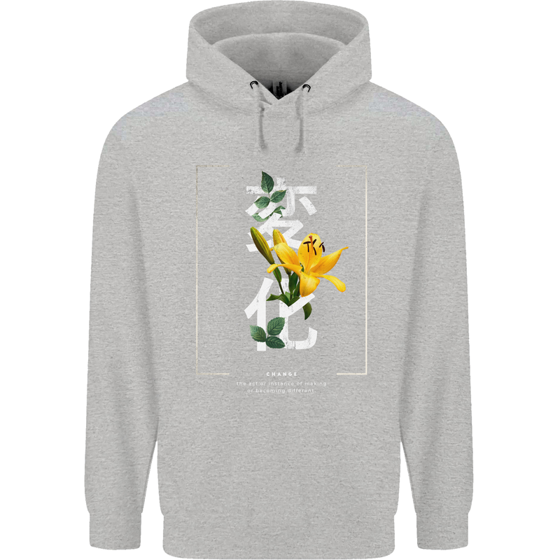 Japanese Flowers Quote Japan Change Mens 80% Cotton Hoodie Sports Grey